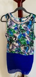 Blue floral sleeveless dress by Neslay